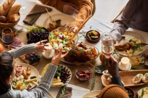 People eating at a table.